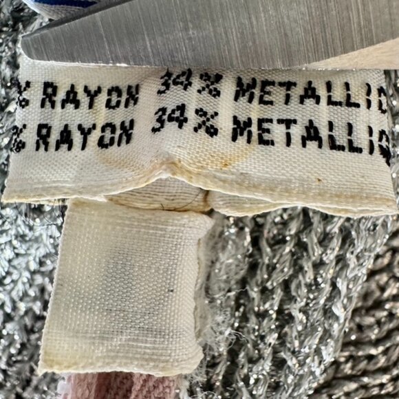 70s Vintage NWT Metallic Silver and Bronze Turtleneck Maxi Dress - Picture 9 of 16